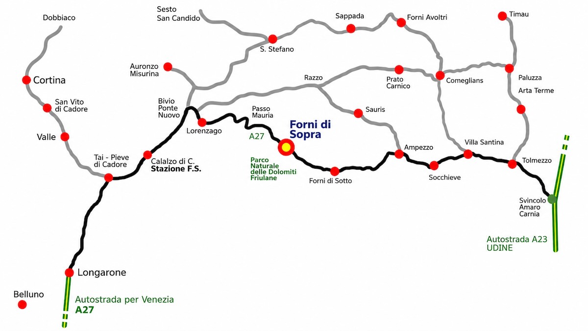 MAPPA COME ARRIVARE A FORNI DI SOPRA MAPPA COME ARRIVARE A FORNI DI SOPRA
