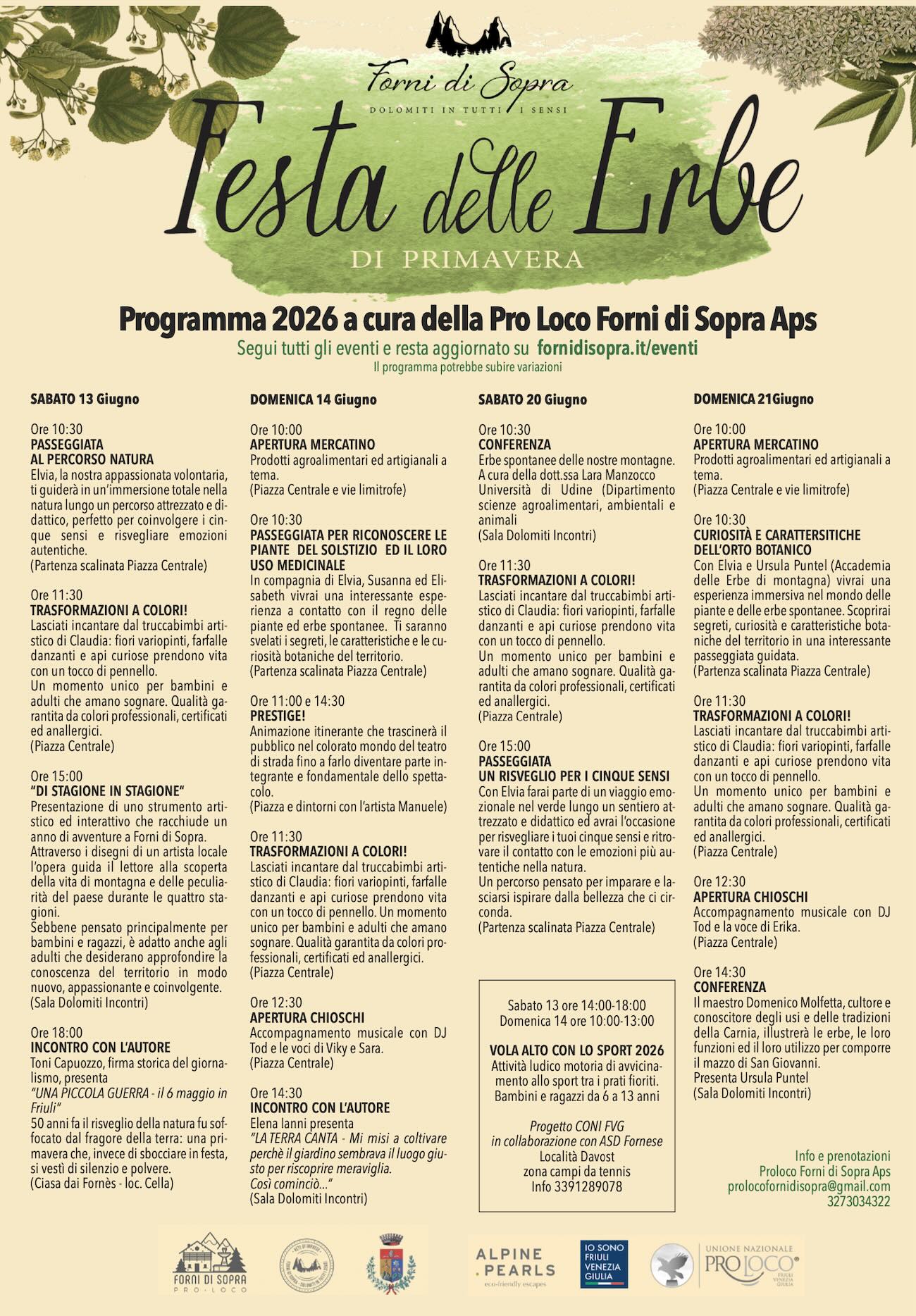 PROGRAMMA FESTA DELLE ERBE 2026 FORNI DI SOPRA
